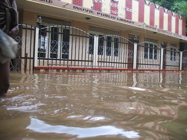 Inuvil Public Library Jaffna after Cyclone Nisha November 2008