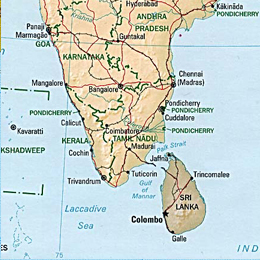 Map of India and Sri Lanka