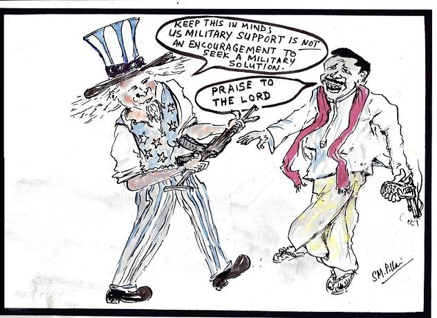 Sabesan cartoon Uncle Sam Sinhalese leader June 2007