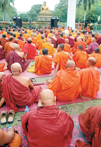 Sri Lanka&rsquo;s hardline Buddhist monks are opposed to any form of settlement with the Tamils, and the political party of monks walked out of the all party constitutional conference. Photo Daily News August 2007