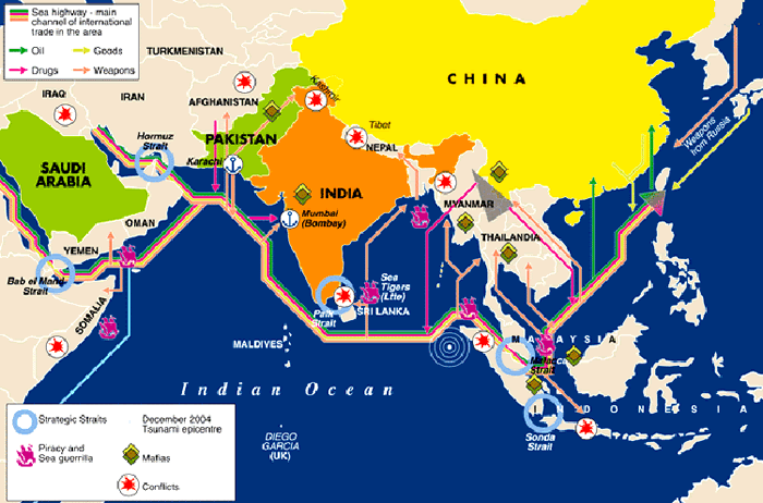 Indian Ocean sea lanes