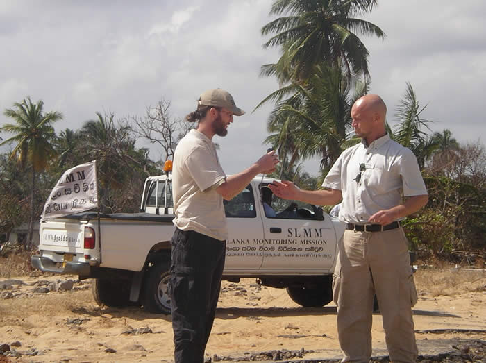 A Sri Lanka Monitoring Mission vehicle in the village Mullaitivu, on the northeast coast of Sri Lanka. Picture taken by myself. [Wikipedia Commons]
