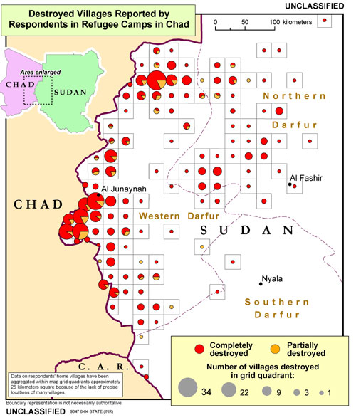 Destroyed Villages Reported by Respondents in Refugee Camps in Chad