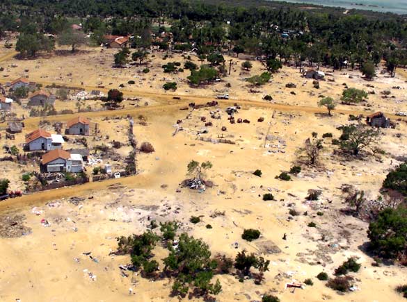 Vanni 'Safe Zone' May 26 2009 from SG Ban Ki-moon's helicopter flight Mullaitivu beach Sri Lanka