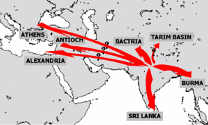 Emperor Asoka's proselytism 260-218 BCE from Wikipedia