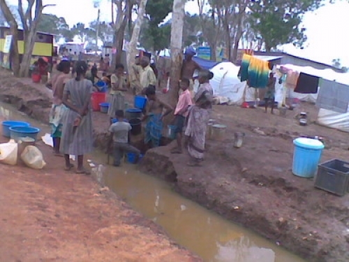 Manik Farm August 15 2009 Vavuniya Sri Lanka Tamil detention camps open drains