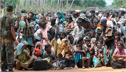 Out of 'Safe Zone' Tamil enclave Sri Lanka May 16 2009