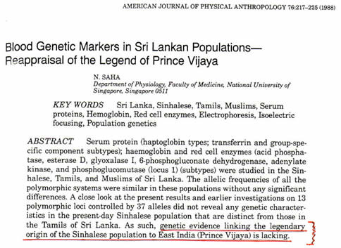 Saha 198 Blood Genetic Markers in Sri Lankan Populations Reappraisal of the Legend of Prince Vijaya