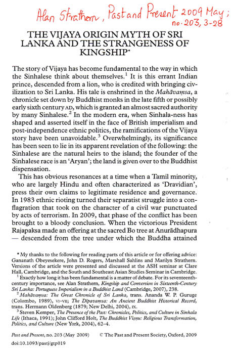Stratton 2009 The Vijaya Origin Myth of Sri Lanka & the Strangeness of Kingship