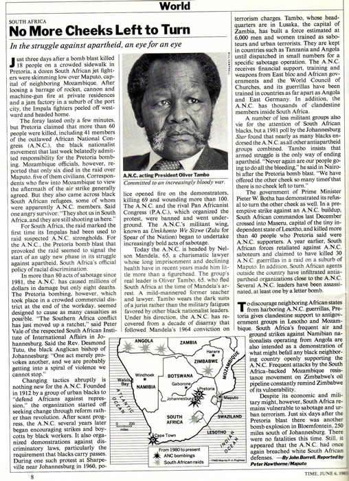 MK (ANC's militant wing) bombings TIME June 6 1983