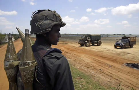 Sri Lanka soldier Vanni region during civil war probably 2009