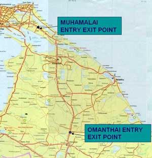 Entry and  exit points in the A-9 road
